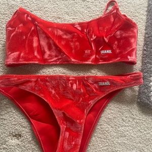 Orange velvet Triangl bikini